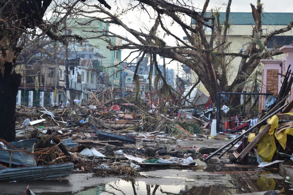 Photo of Tacloban City, Philippines, after Super Typhoon Haiyan struck land.