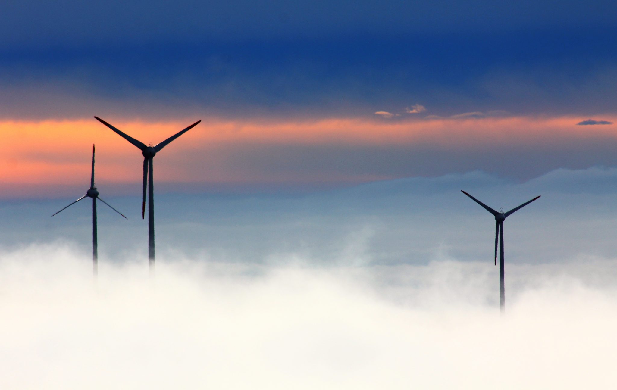 Image of wind turbines surrounded by clouds: clean energy | Climate Nexus Polls