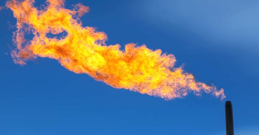 Image of a pipe in methane fire | clean energy infrastructure | Climate Nexus Polls