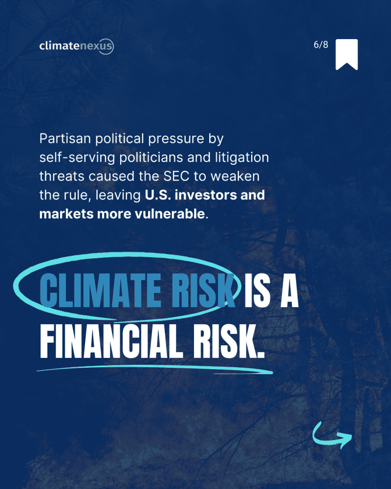 Image that reads: Climate risk is a financial risk
